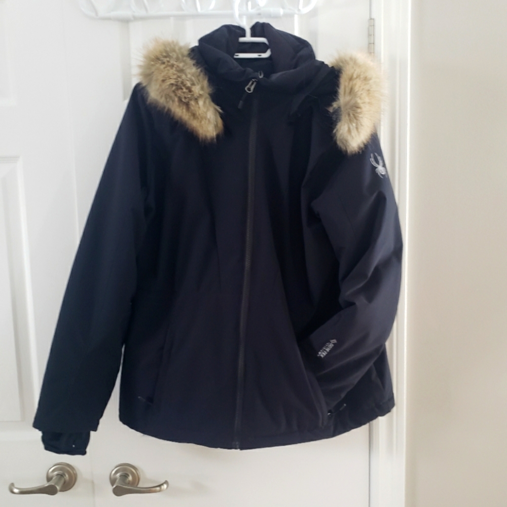 Spyder Black Ski Jacket with Fur Trim